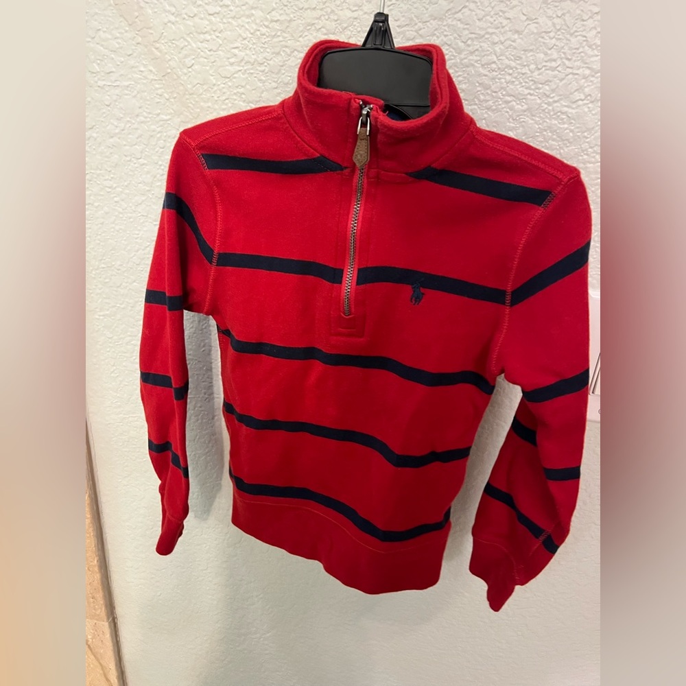 Polo Ralph Lauren red and navy striped polo long sleeves size 4T